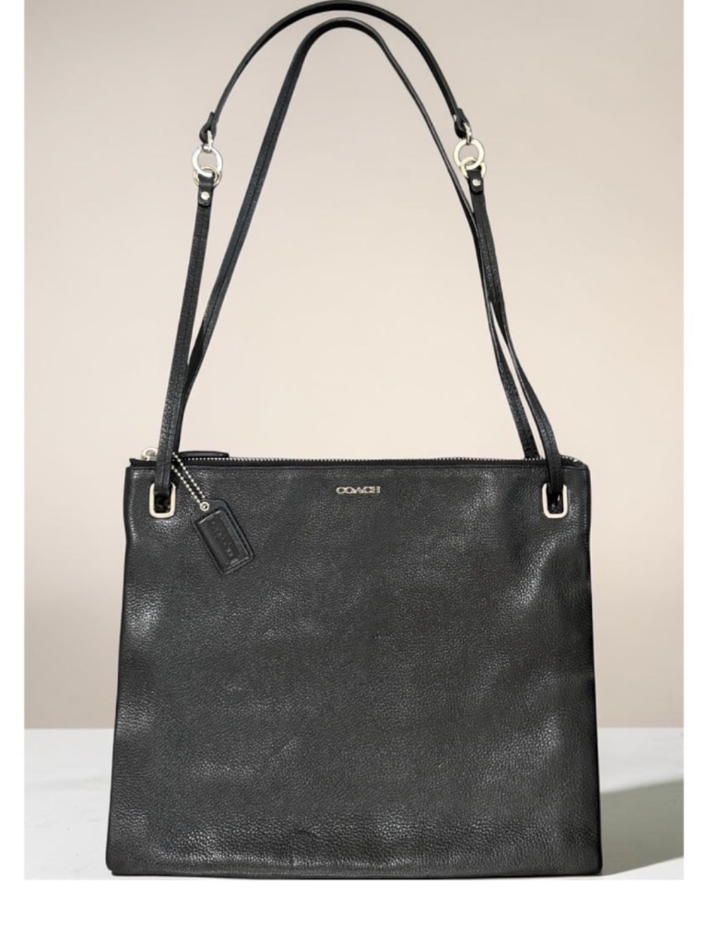 Coach Madison Black Pebbled Leather Slim Crossbody Shoulder Bag